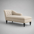 Chaiselongue Beige Leinen mit Holzfüßen