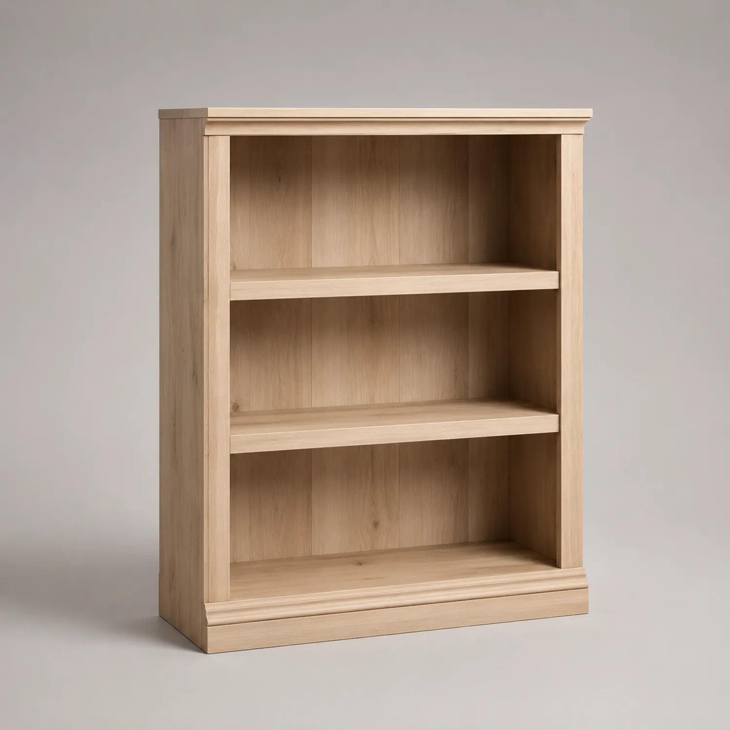 Eichenholz Bücherregal mit drei Ebenen, 120 cm hoch
