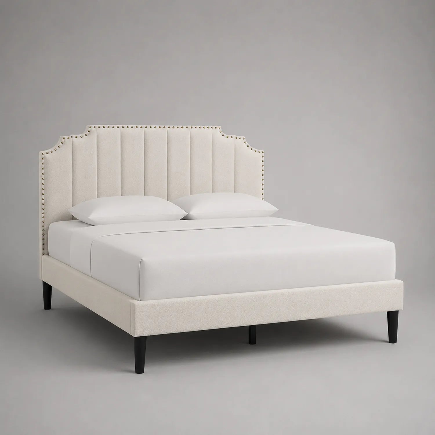 Polsterbett 180x200 cm Holz Polyester Beige