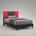 Einzelbett mit Kunstleder Kopfteil Rot/Schwarz 200x100 cm