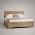Bett Eiche Massivholz mit Matratze und Kissen 200x180 cm Natur