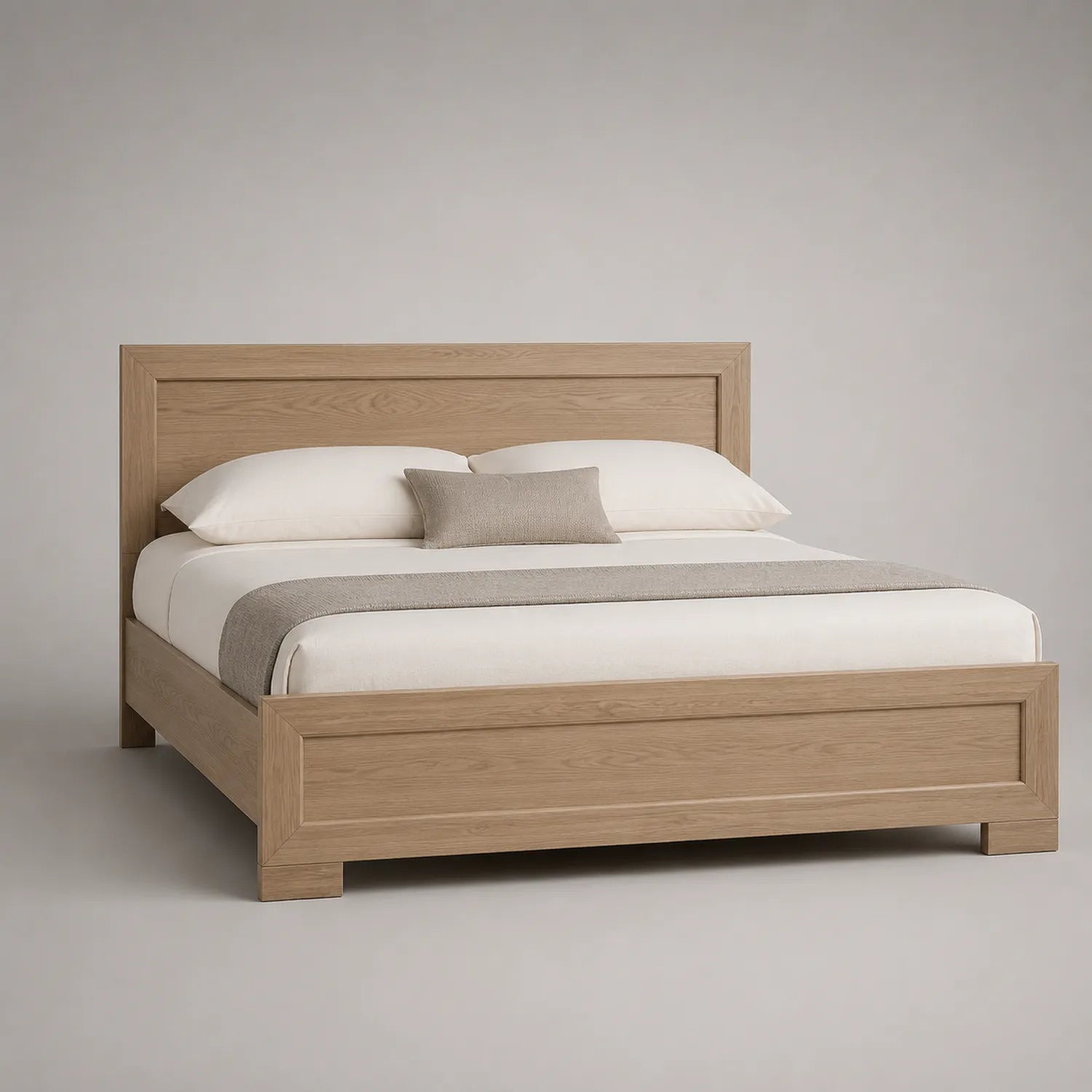 Bett Eiche Massivholz mit Matratze und Kissen 200x180 cm Natur