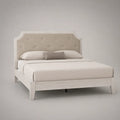 Holzbett mit Leinenkopfteil Beige 200x180 cm