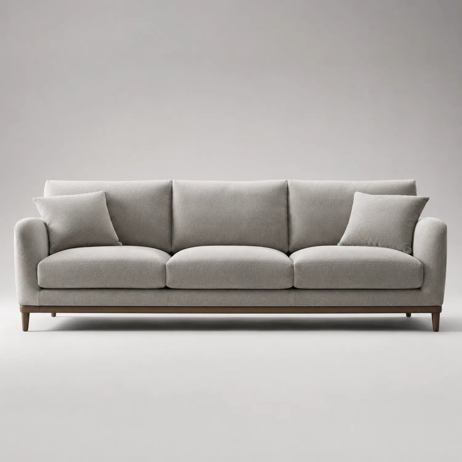 3-Sitzer Sofa aus Stoff und Holz in Hellgrau 200 cm