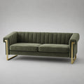 Sofa aus grünem Samt mit Metallrahmen