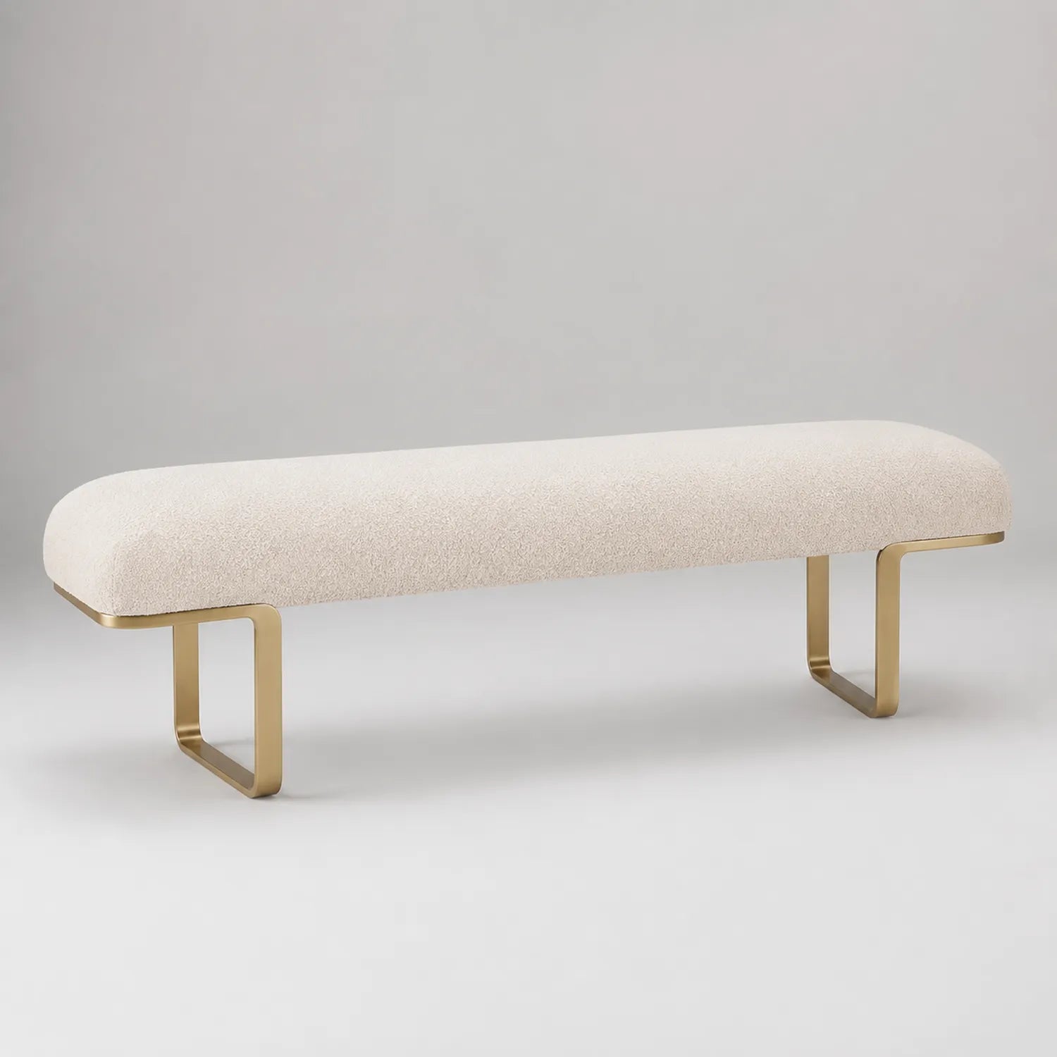 Bank aus Bouclé-Stoff mit Metallbeinen Beige 180cm
