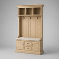 Garderobenständer Eiche mit Sitzpolster Baumwolle Beige