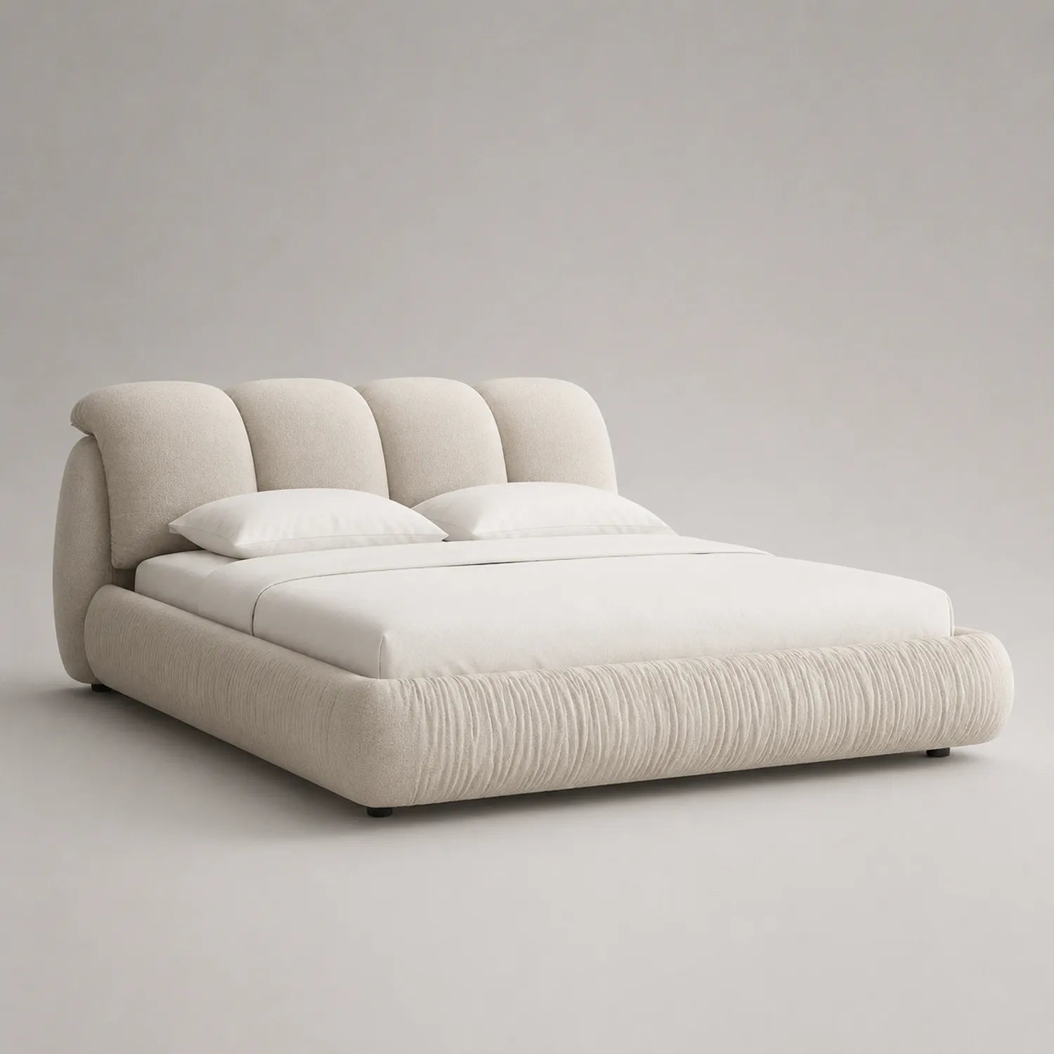 Polsterbett aus Baumwolle-Leinen 180x200 cm Beige