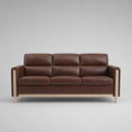 3-Sitzer Sofa Leder Braun Eiche Rahmen