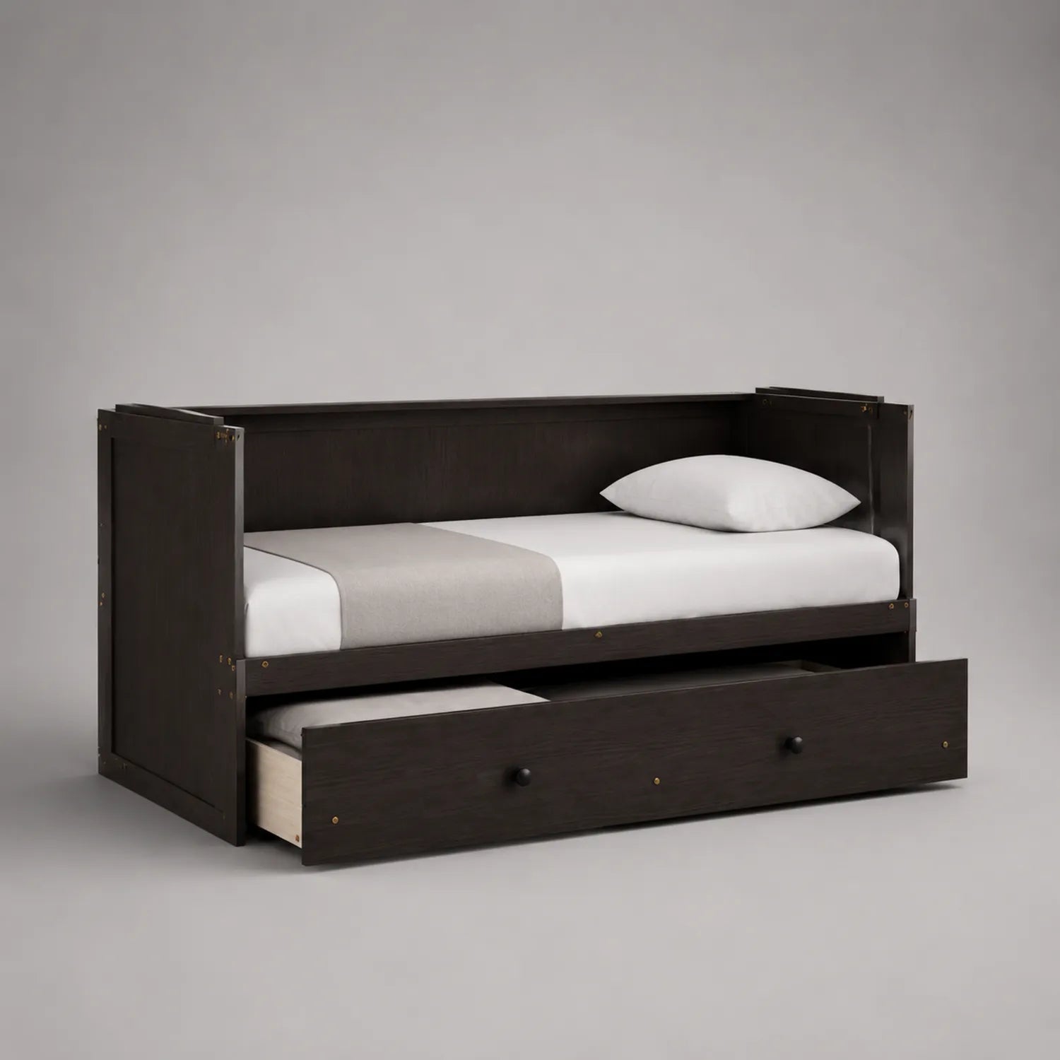 Holz-Tagesbett mit Ausziehbett dunkelbraun 200x90cm