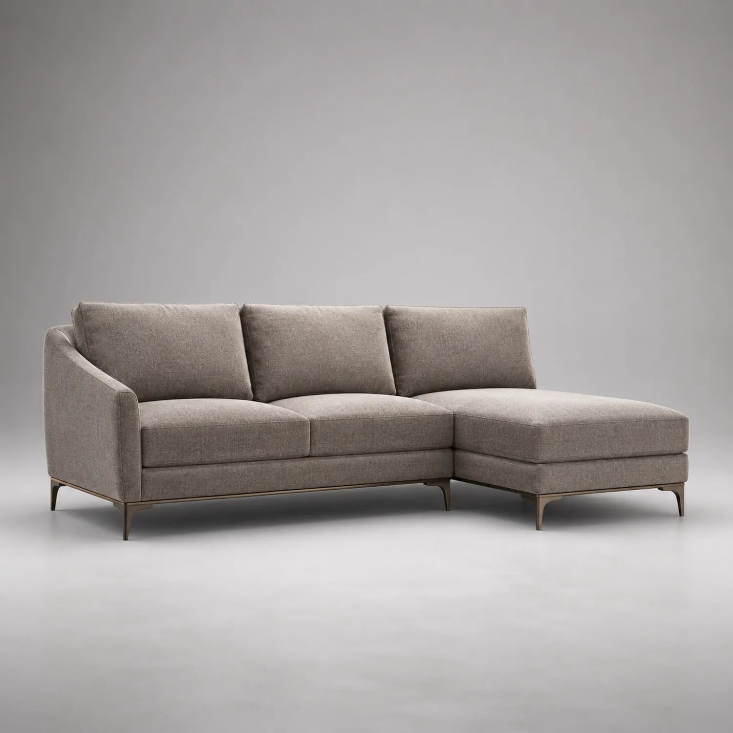 Ecksofa mit Ottomane, Metallgestell, Beige, 265 cm