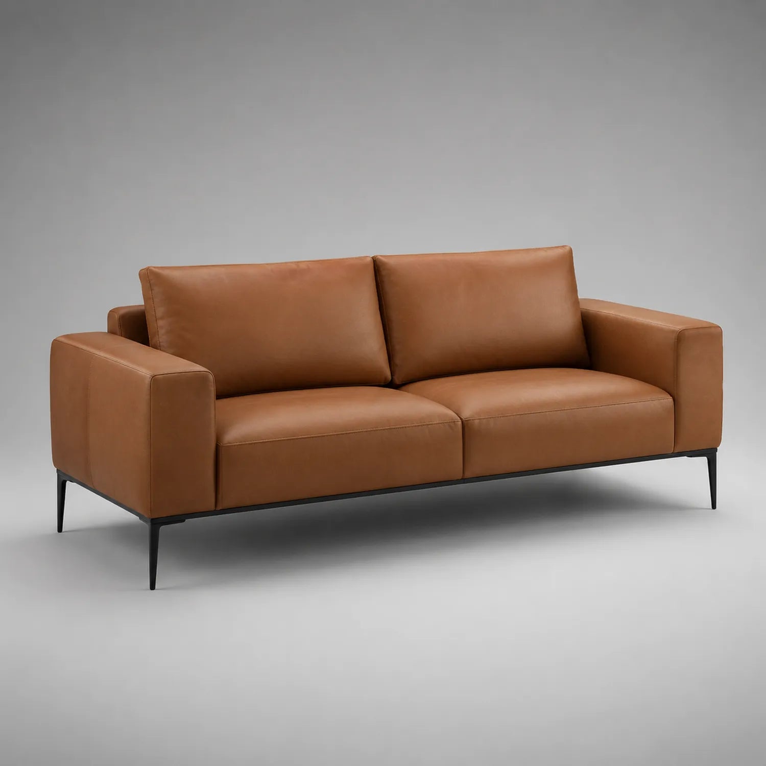 Ledersofa 3-Sitzer Braun mit Metallbeinen