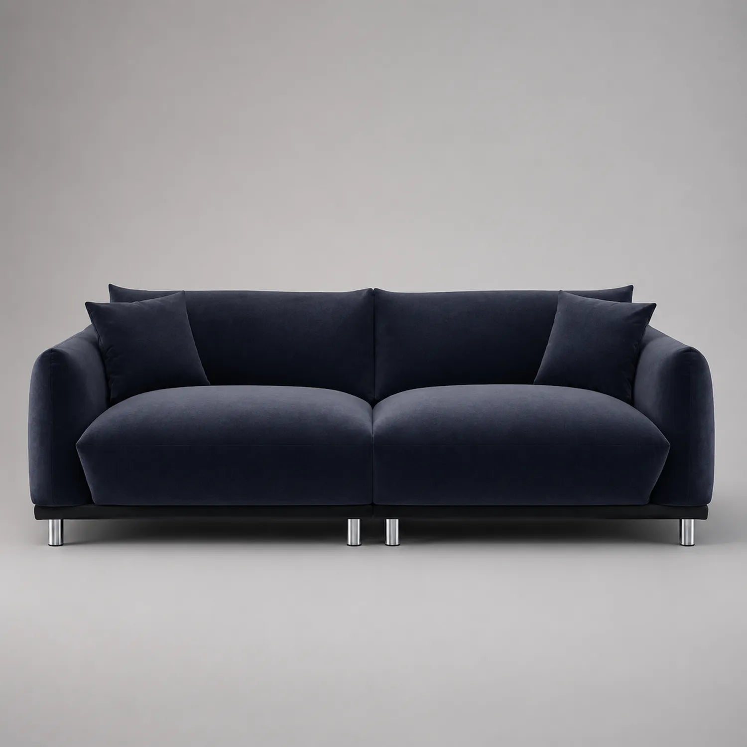 3-Sitzer Sofa Samt Dunkelblau Metallfüße 220cm