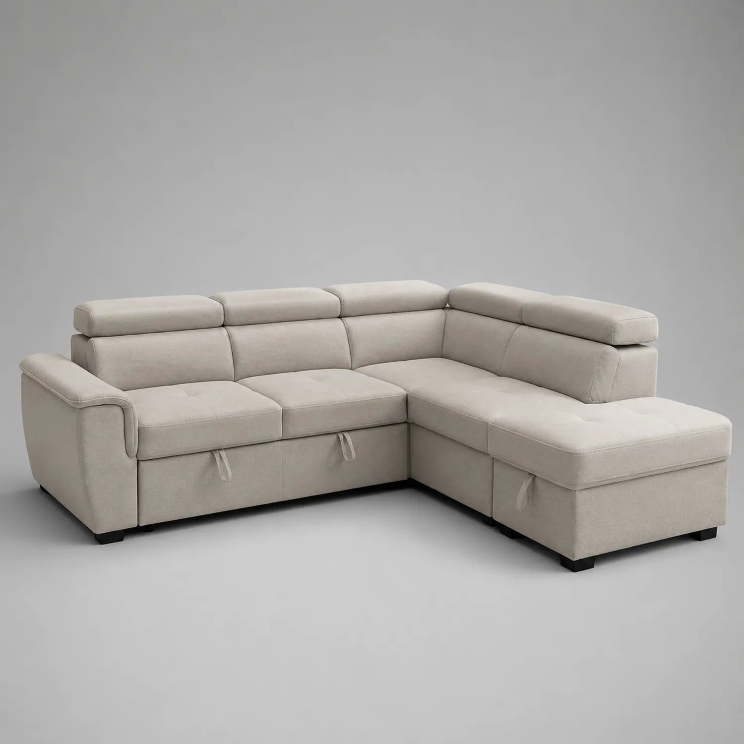 Ecksofa Mikrofaser Beige mit Stauraum 250 cm x 250 cm