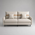 3-Sitzer Sofa Leder Beige mit Kissen
