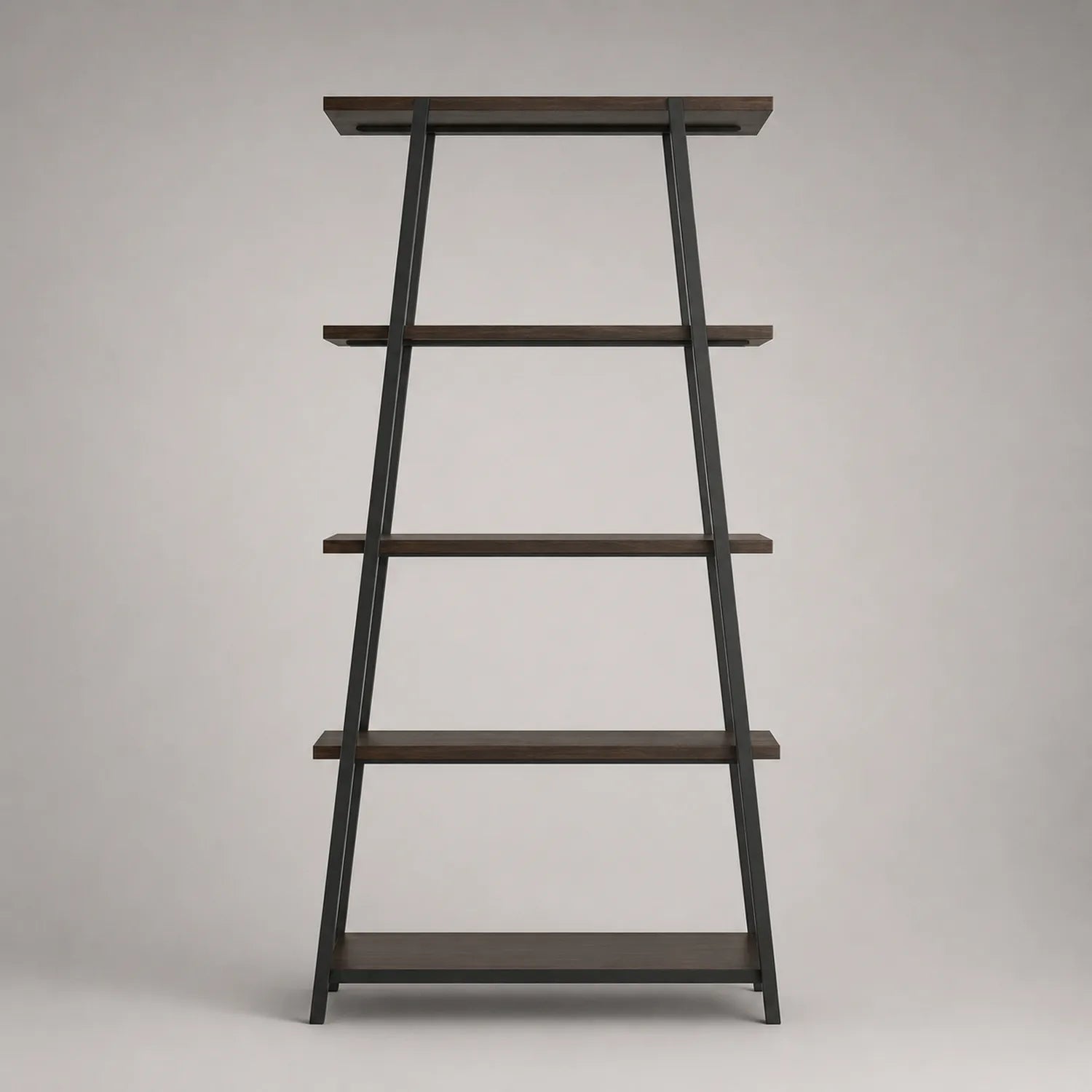 Leiterregal Eichenholz Metall Schwarz Braun 180x90x40 cm