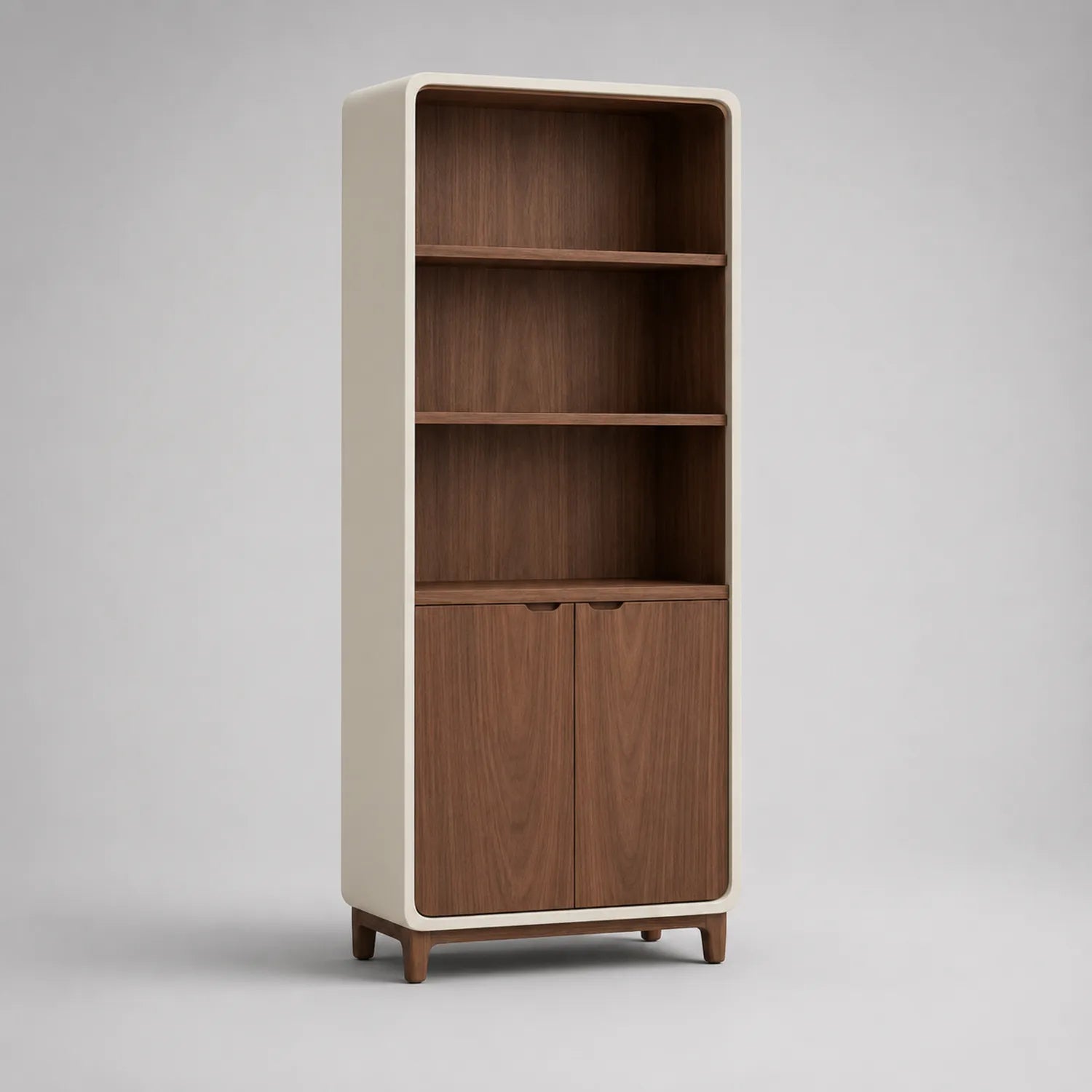 Bücherregal aus Holz mit Türen Braun/Weiß
