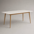 Esstisch mit Marmoroptik Tischplatte und Eichenholzbeinen 200x90x75 cm