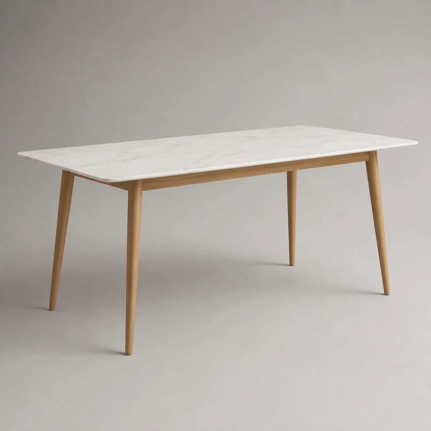 Esstisch mit Marmoroptik Tischplatte und Eichenholzbeinen 200x90x75 cm