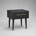 Nachttisch Eichenholz Schwarz mit Metallschublade 50 x 40 x 55 cm