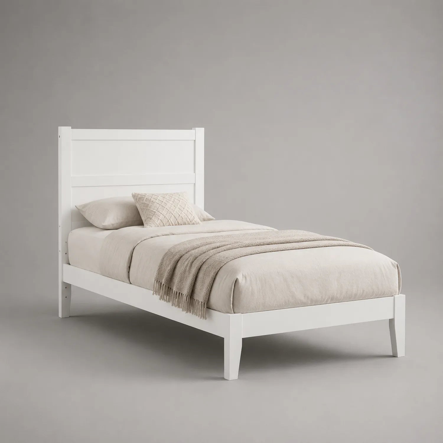 Einzelbett Holz Massiv 200x90 cm Weiß