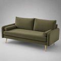 3-Sitzer Sofa aus Samt Grün mit goldenen Metallbeinen