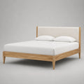 Doppelbett Eiche Massivholz und Stoffbezug 200x180cm