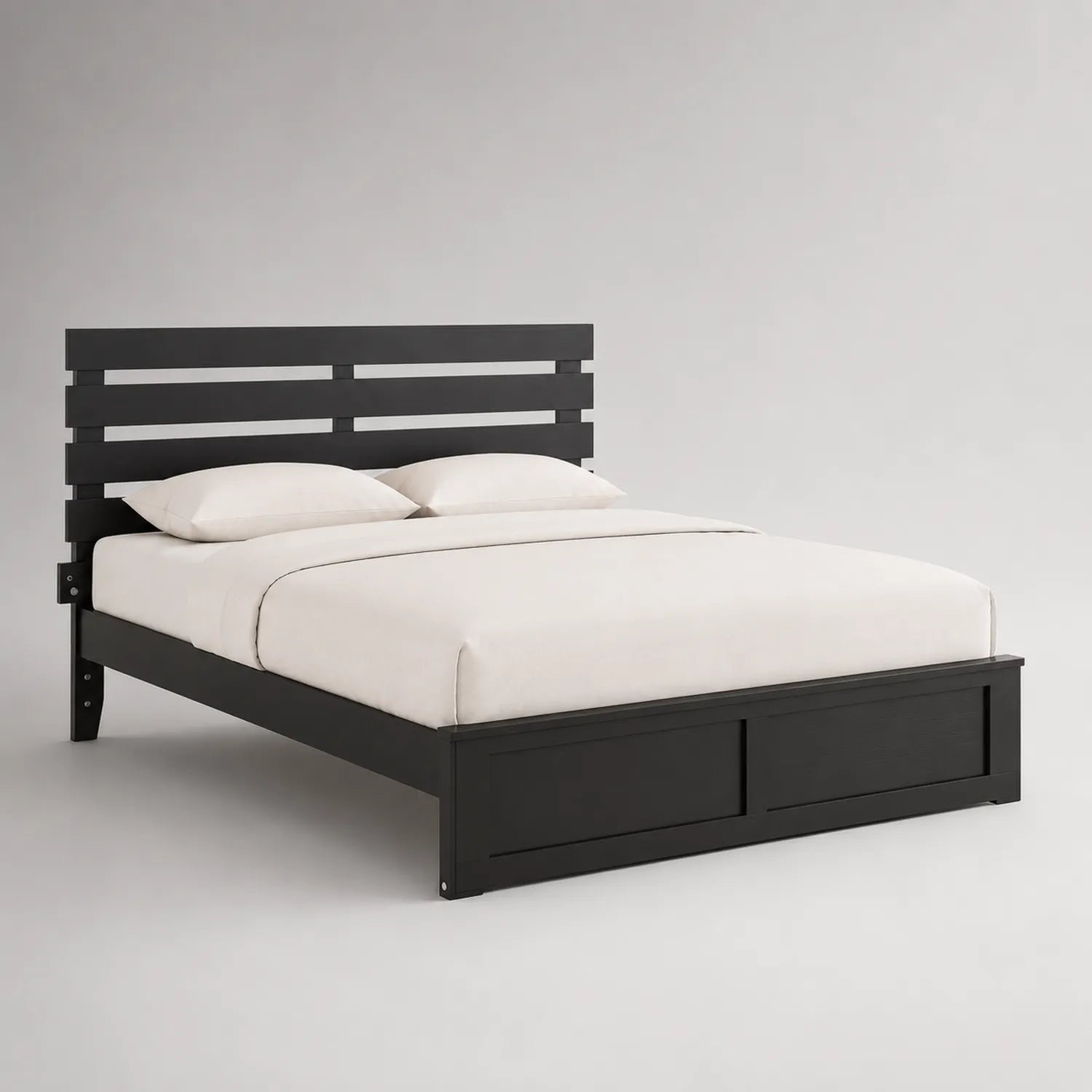 Doppelbett Holz Schwarz 200x160cm mit Matratze und Kissen