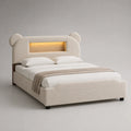 Stoffbett mit LED-Beleuchtung Beige 200x160 cm