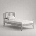 Einzelbett Holz 200x90 cm Grau mit Matratze und Kissen