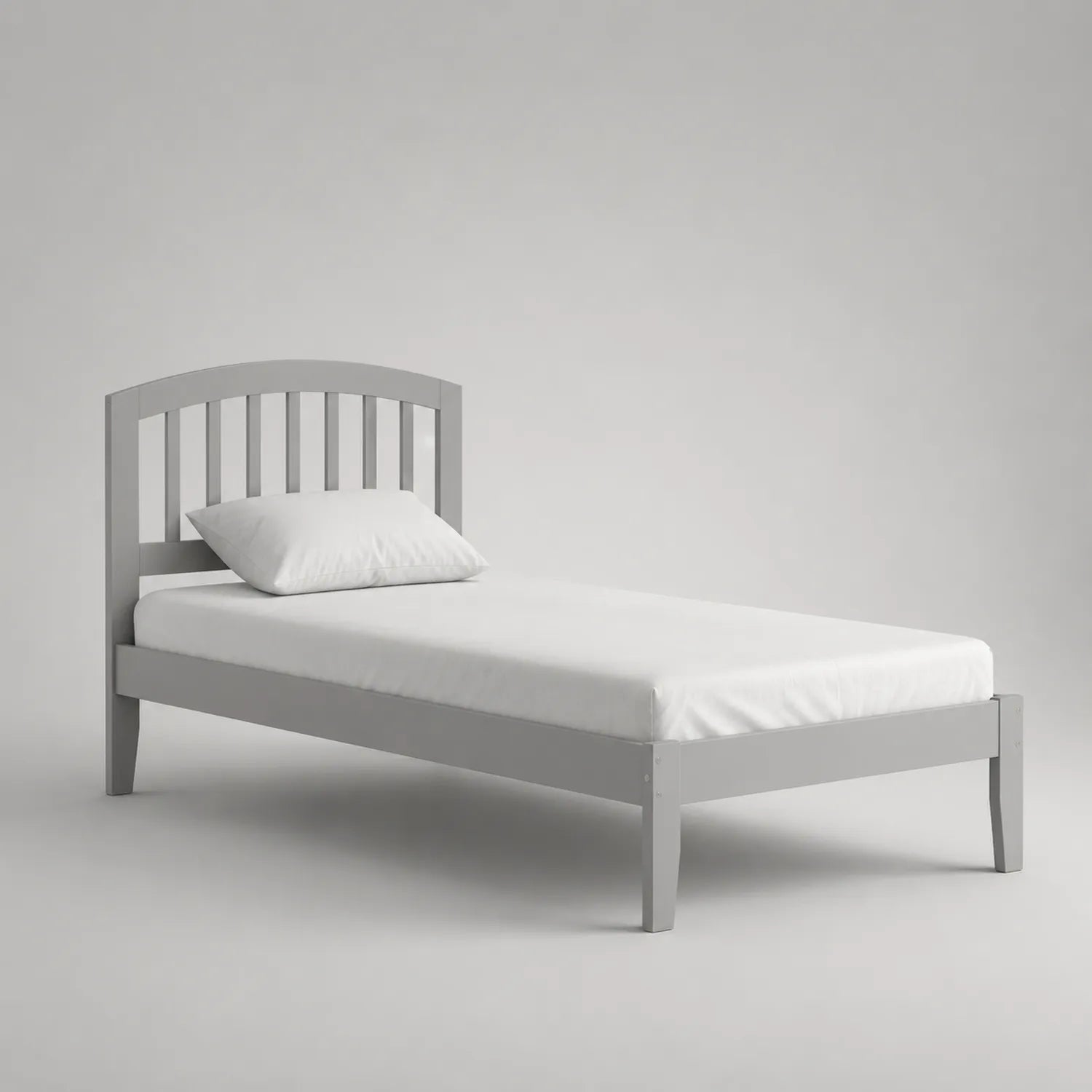 Einzelbett Holz 200x90 cm Grau mit Matratze und Kissen