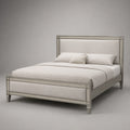 Polsterbett mit Holzrahmen und Polyesterbezug Beige 200x180 cm