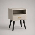 Holz Nachttisch mit Schublade in Beige und Schwarz