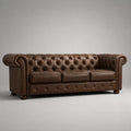 Chesterfield 3-Sitzer Ledersofa Braun