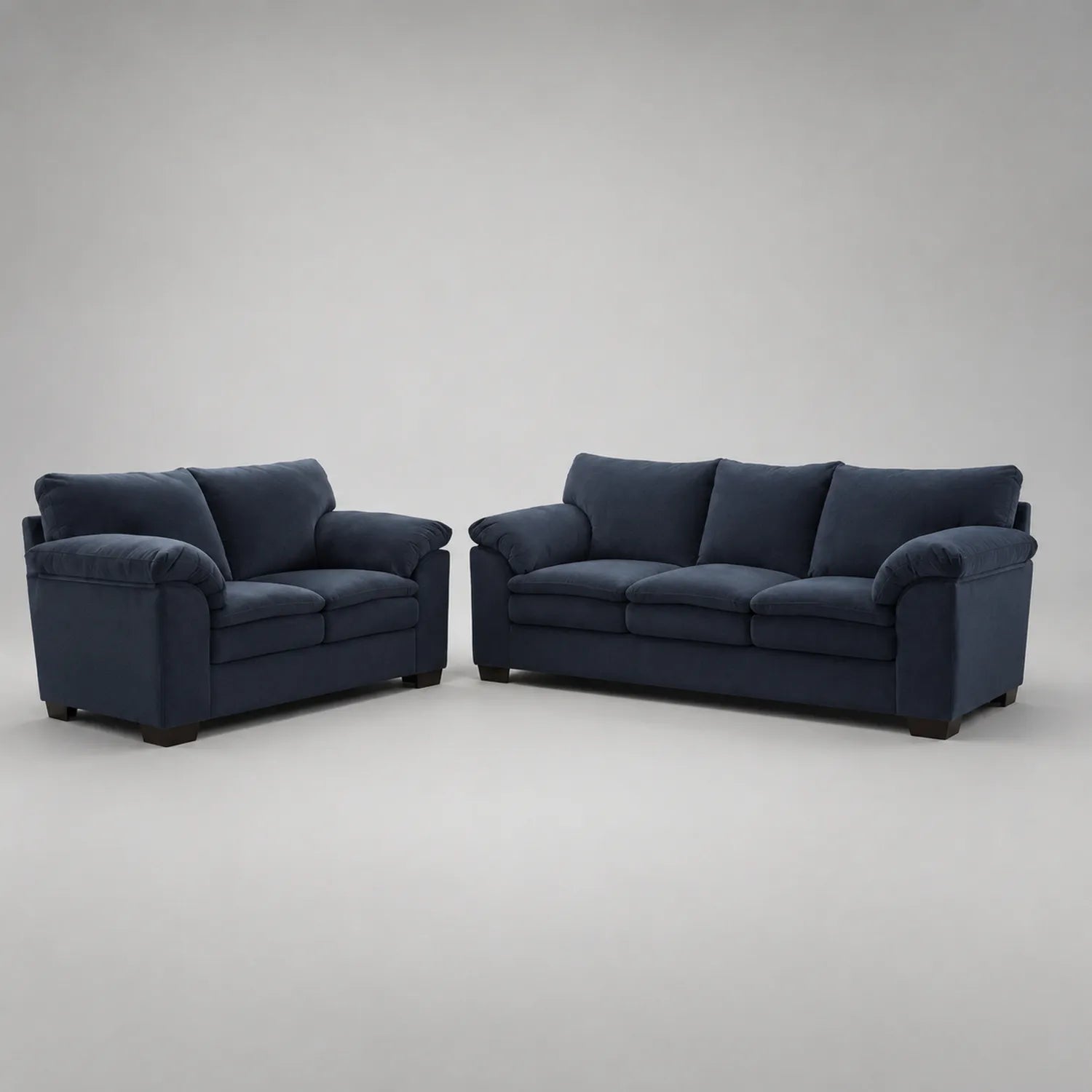 2-Sitzer Sofa Set Stoff Blau mit 3-Sitzer und 2-Sitzer