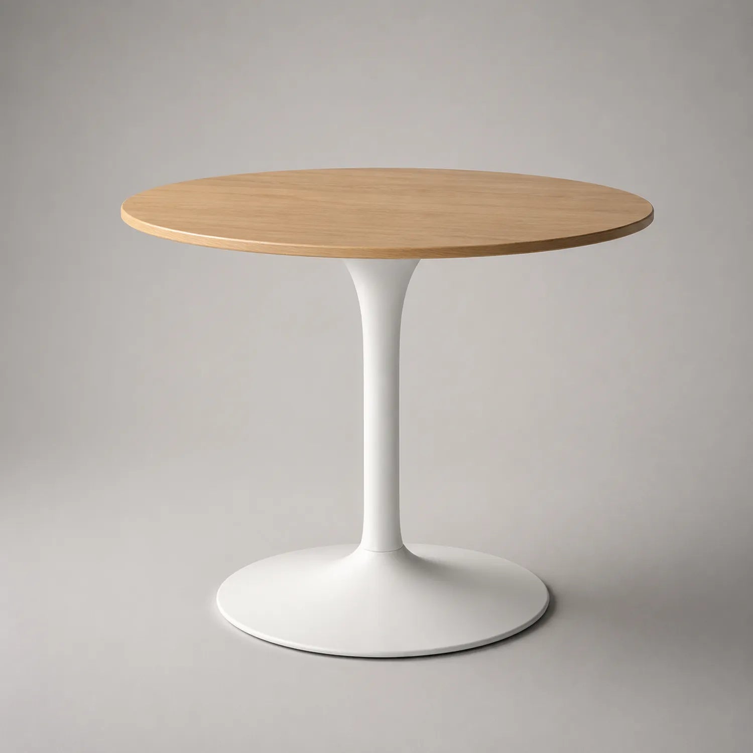 Runder Holztisch mit Metallgestell, 75cm Höhe