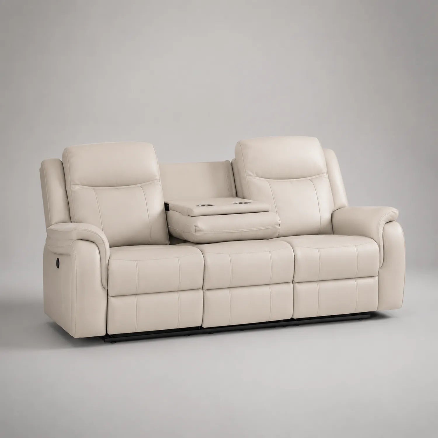 3-Sitzer-Sofa Relaxfunktion Kunstleder Beige