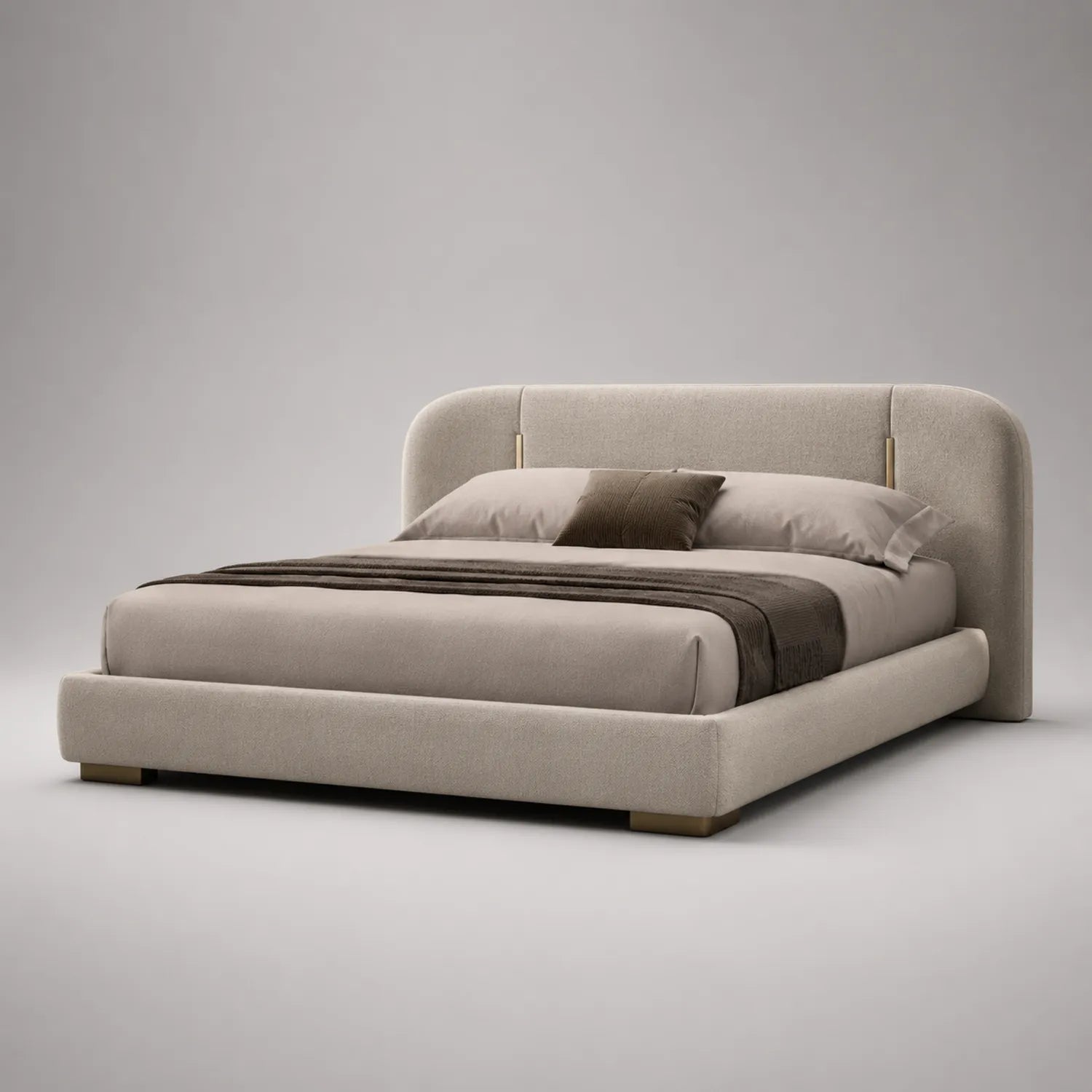 Polsterbett aus Polyester mit Kopfteil Beige 180x200 cm