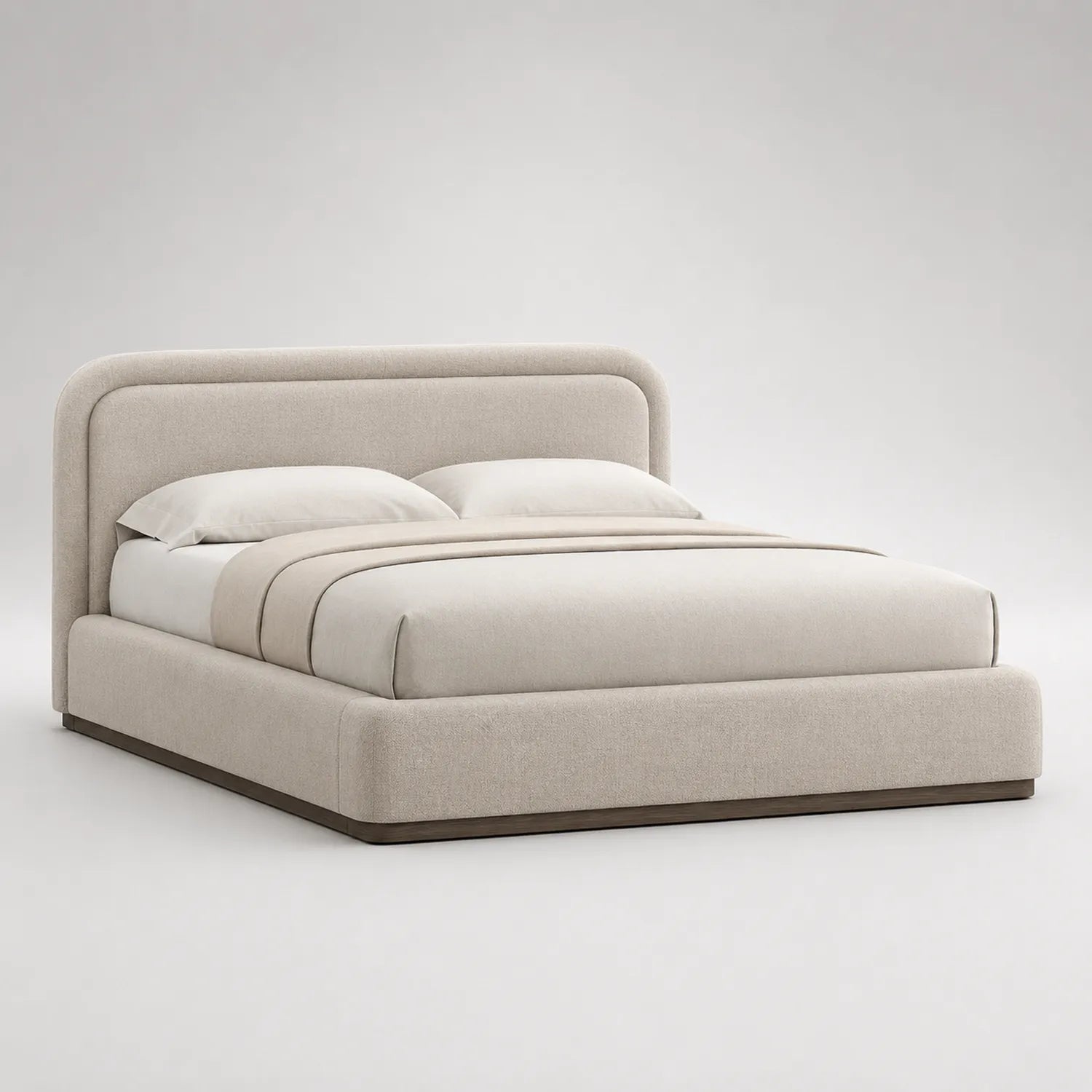 Bett aus Stoff und Holz Beige 200x180 cm