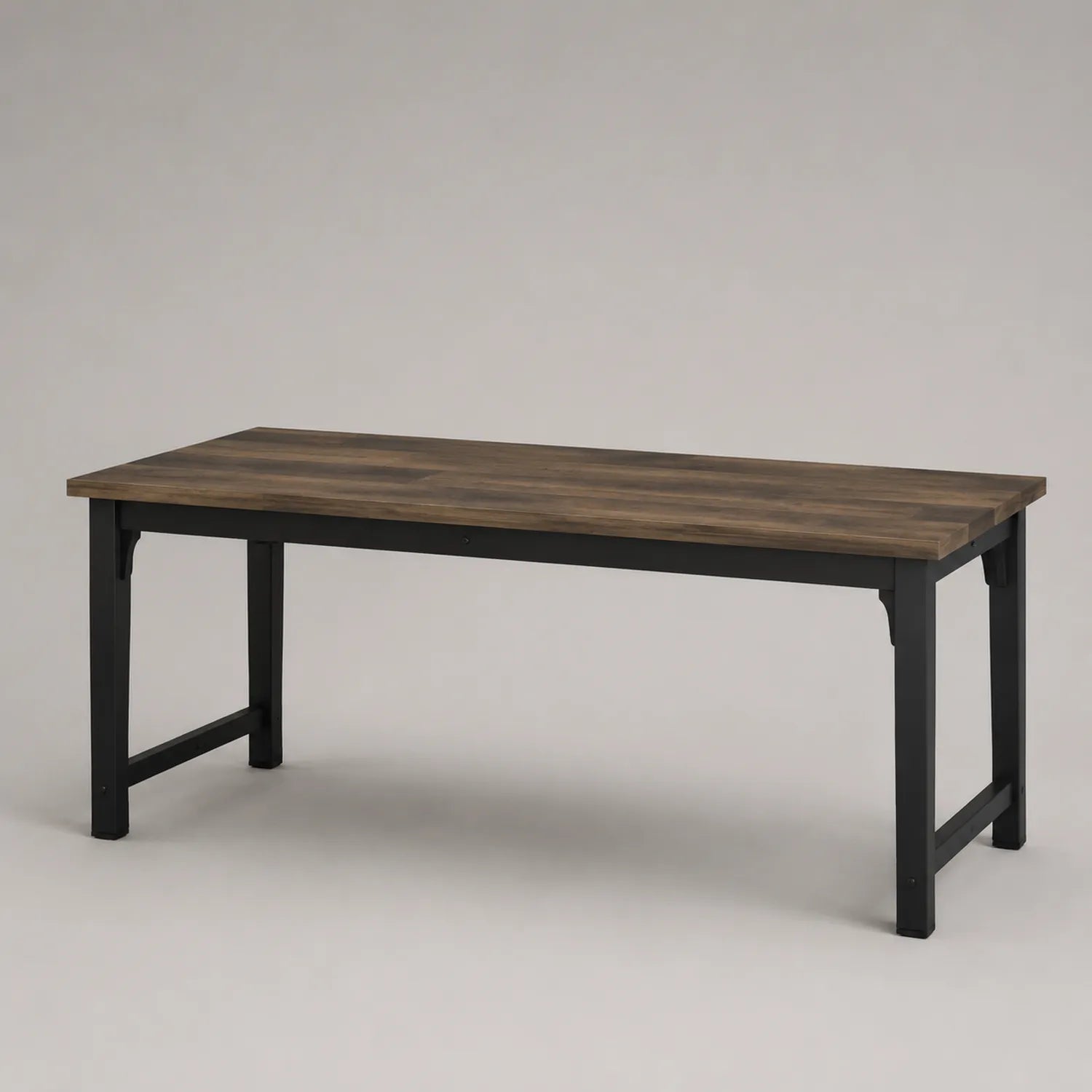 Rechteckiger Esstisch mit Holzfurnier und Metallbeinen 180x90 cm Braun/Schwarz