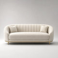 3-Sitzer Sofa Leinen Stoff Beige