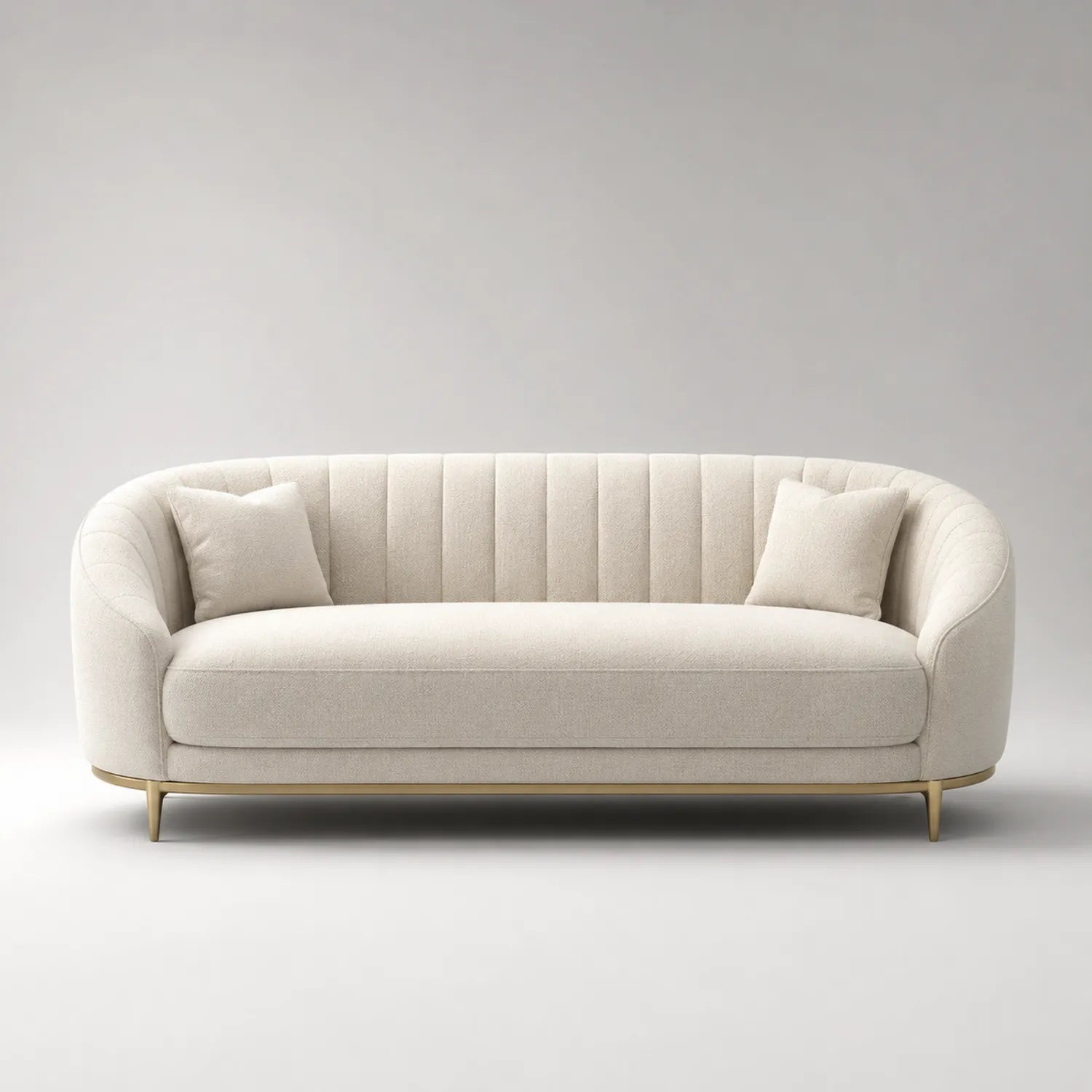 3-Sitzer Sofa Leinen Stoff Beige