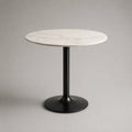 Runder Tisch mit Marmorplatte, 60 cm, Metallfuß Schwarz