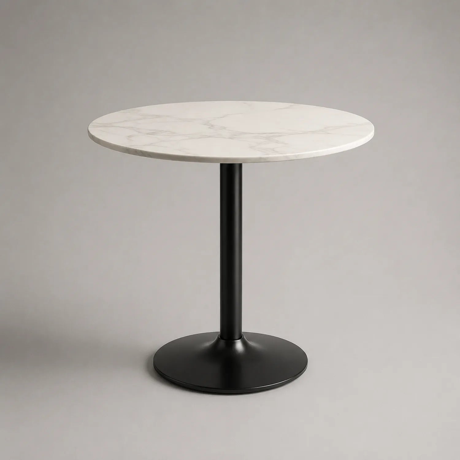 Runder Tisch mit Marmorplatte, 60 cm, Metallfuß Schwarz