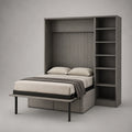 Holz-Doppelbett mit Klappfunktion und Regal 200x160 cm Grau