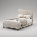 Polsterbett mit Kopfteil Stoff Beige 210x150x110 cm