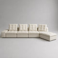 Ecksofa Set mit Ottomane Beige Mikrofaser