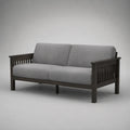 Holzsofa 2-Sitzer mit grauem Polyesterbezug