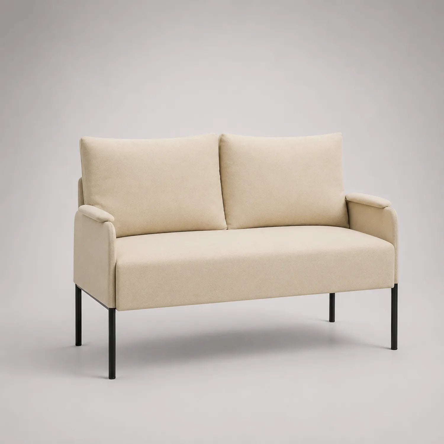 2-Sitzer Sofa Beige Stoff Metallrahmen