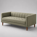 3-Sitzer Sofa Leinwand Olivgrün Holzfüße